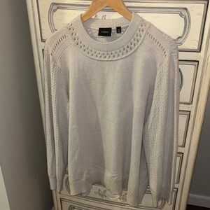 Cyrus Gray Open-Knit Crewneck Sweater